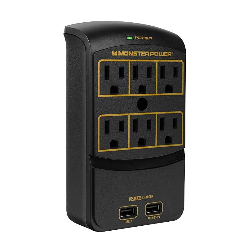 Power - Gold 650 USB+, 6 AC Outlets, 2 USB 3.4AMP outlets, 1080 Joules, and FireProof MOV