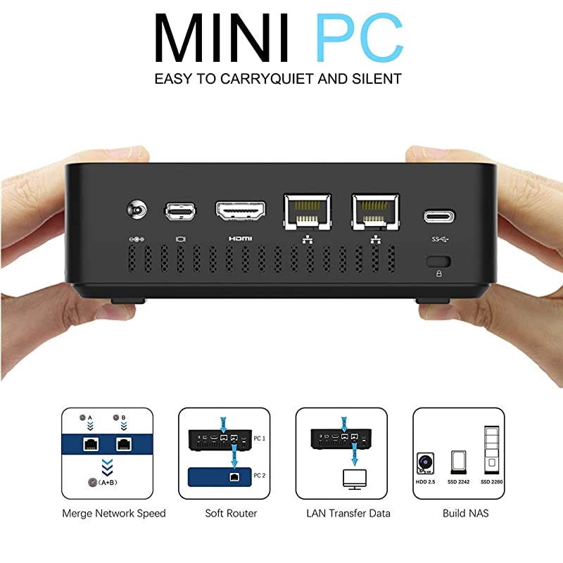 PC Expandable RAM 8GB DDR3L 1600 SODIMM 128GB SSD Intel Core i3-5005U Processor Windows 10 Desktop Computer with USB-C/HDMI/DP Port,3xUSB 3.0 2X Ethernet Port Support Linux,Chromium OS