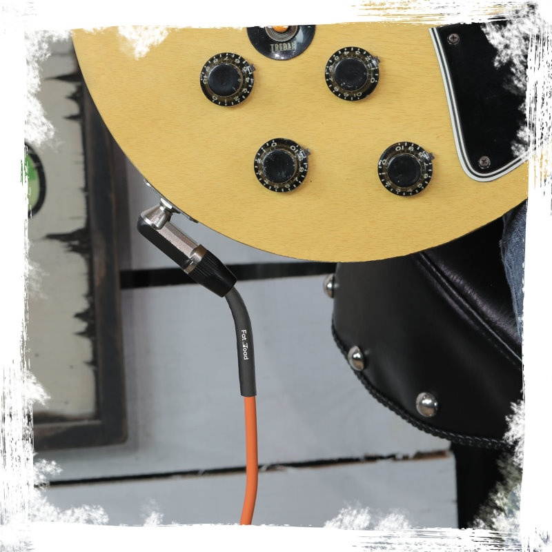 Guitar Cords (4 Pack) Right Angle Instrument Cable by FAT TOAD | 20FT 1/4 Inch Straight-End Wires for Electric Guitar, Bass, Keyboards & Music Sound Recording Studio | Shielded 20 AWG Patch Conductor