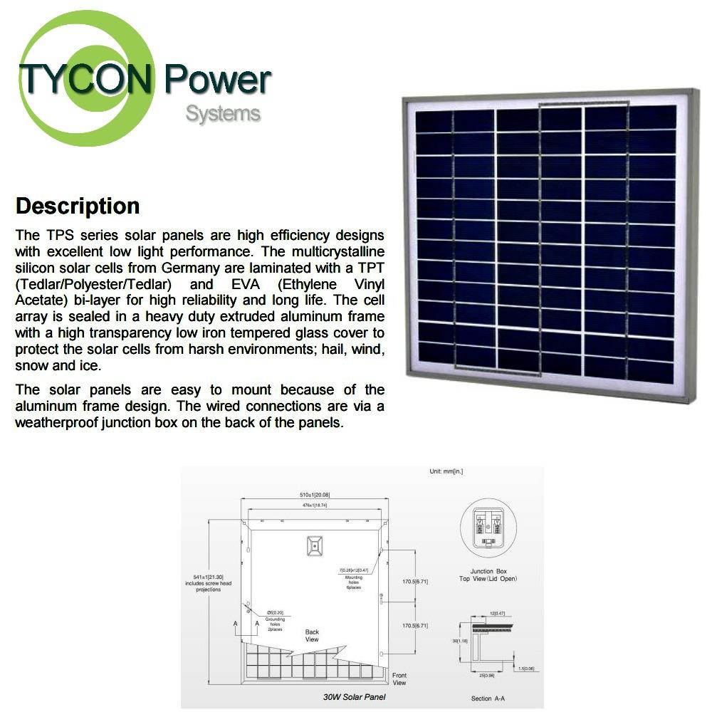 Tycon Power TPS-24-30 30W 24V Solar Panel