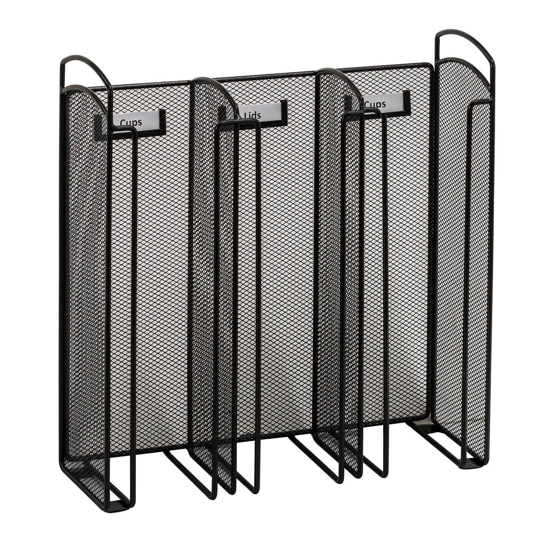 Safco Onyx Mesh Cup and Lid Holder, Black-BL