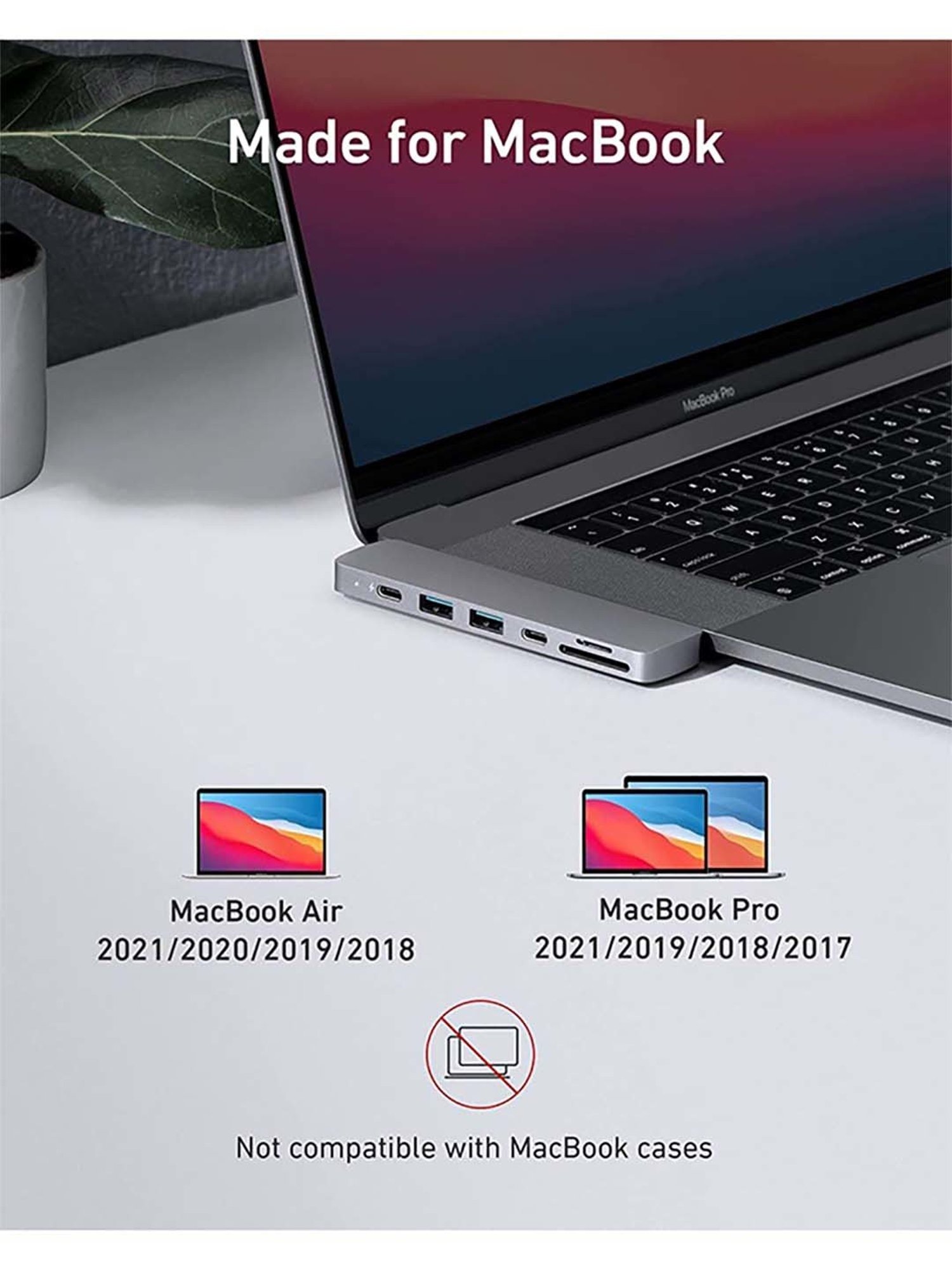 EYNK 7 in 2 USB C Thunderbolt 3.0 Aluminum Docking Hub (Steel Grey)