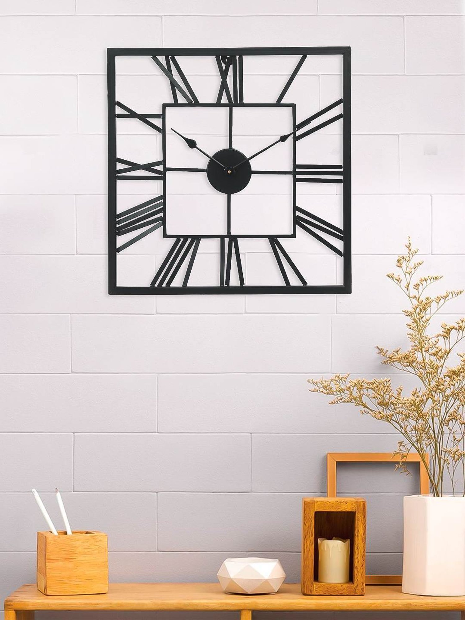 CHRONIKLE Classic Square Black Iron Wall Clock