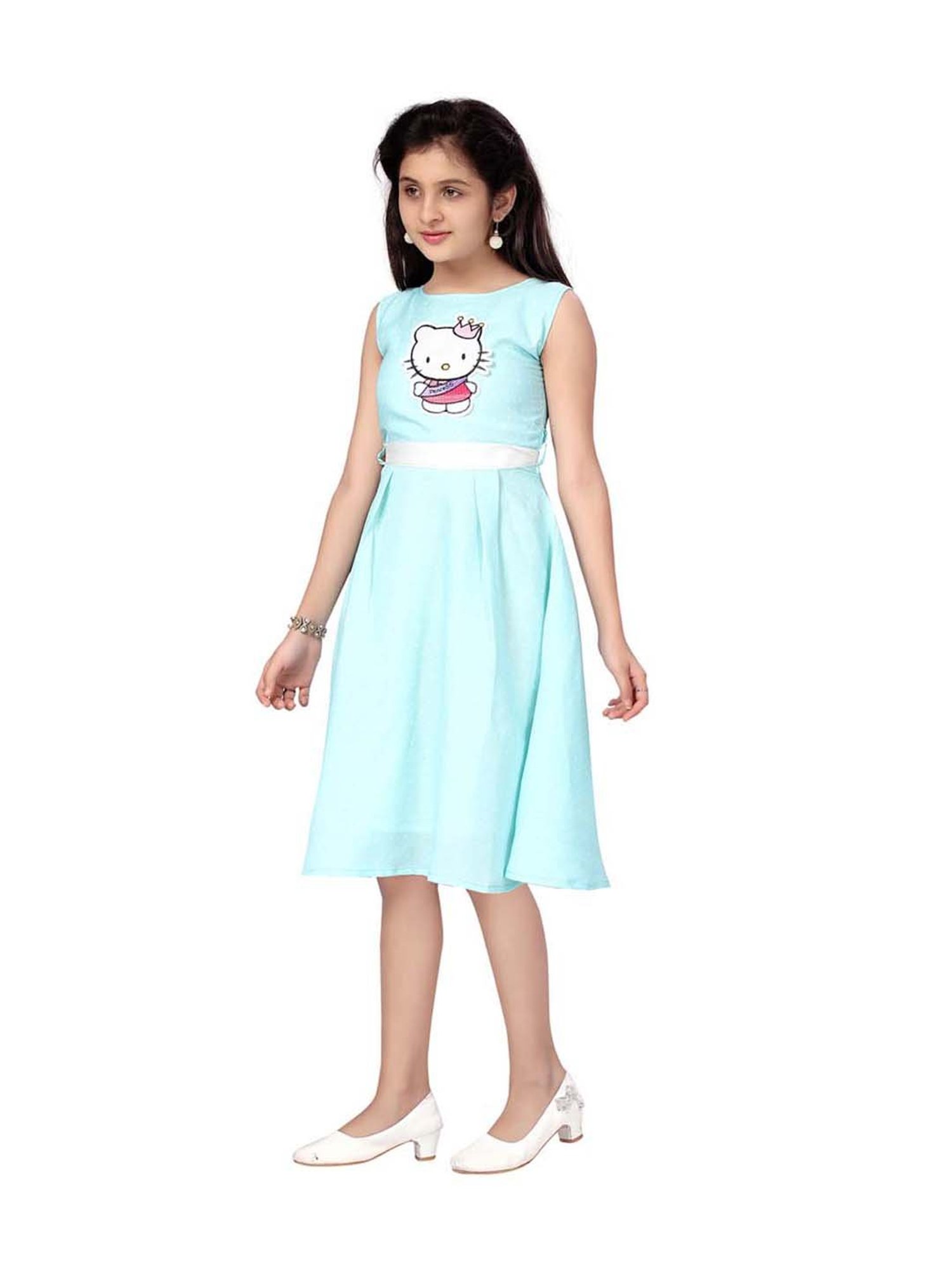 Aarika Kids Turquoise Printed Dress