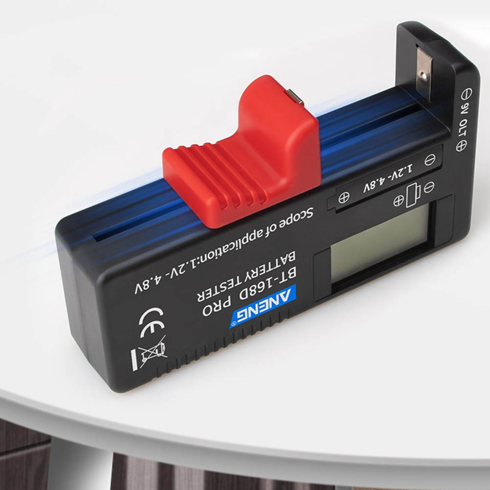 Digital Display Battery Checker Universal 1.2-4.8V Battery Tester for AA AAA C D 18650 Batteries (Black Red)