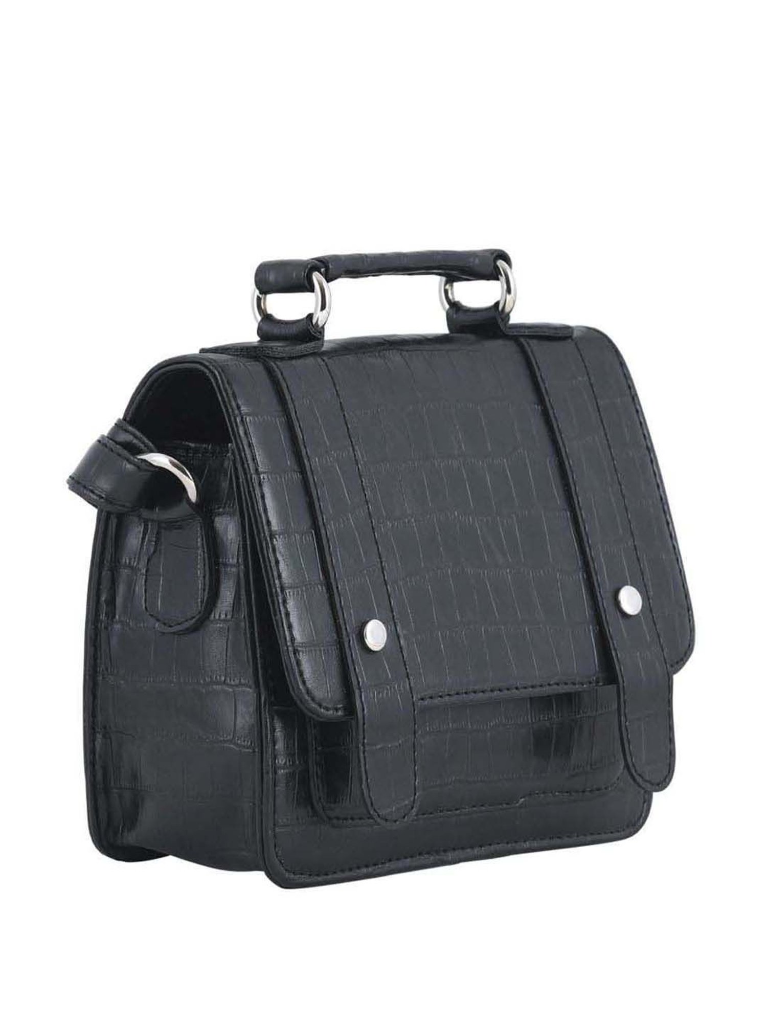 Toteteca Black Textured Medium Satchel Handbag