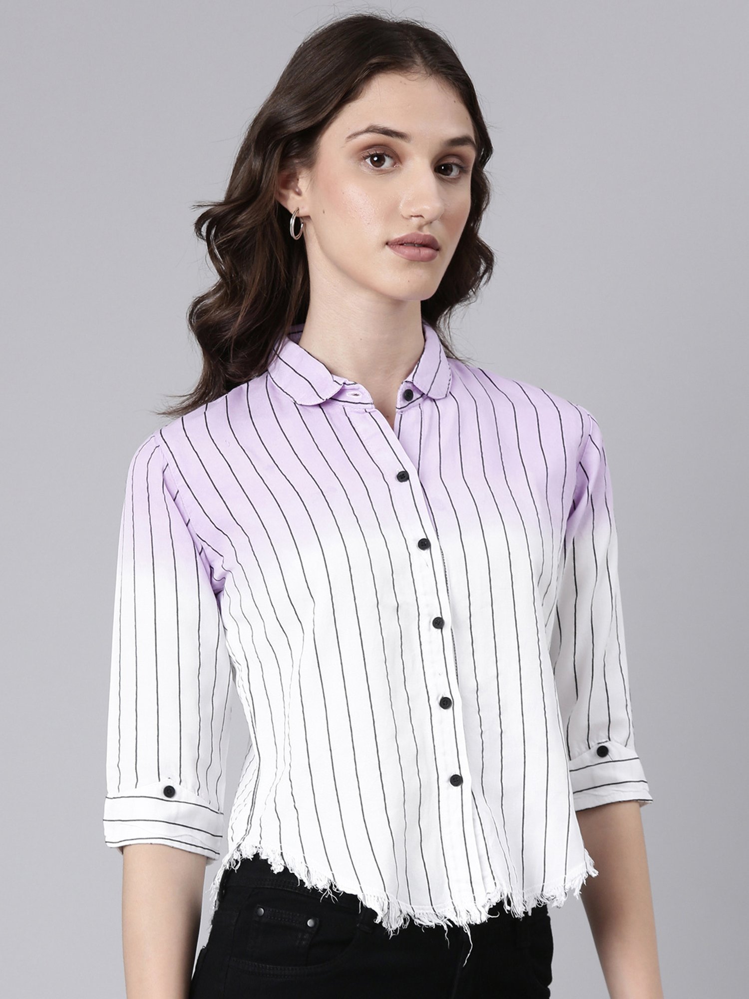 SHOWOFF White & Lavender Striped Shirt