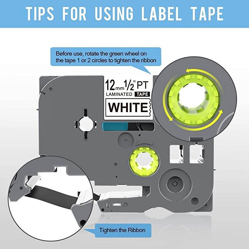 Replacement for Brother Label Tape TZe-231 TZ-231 Label Maker Tape Black on White,1/2inch x 26.2ft, for PT-D210 PT-H100 PT-D600,10-Pack