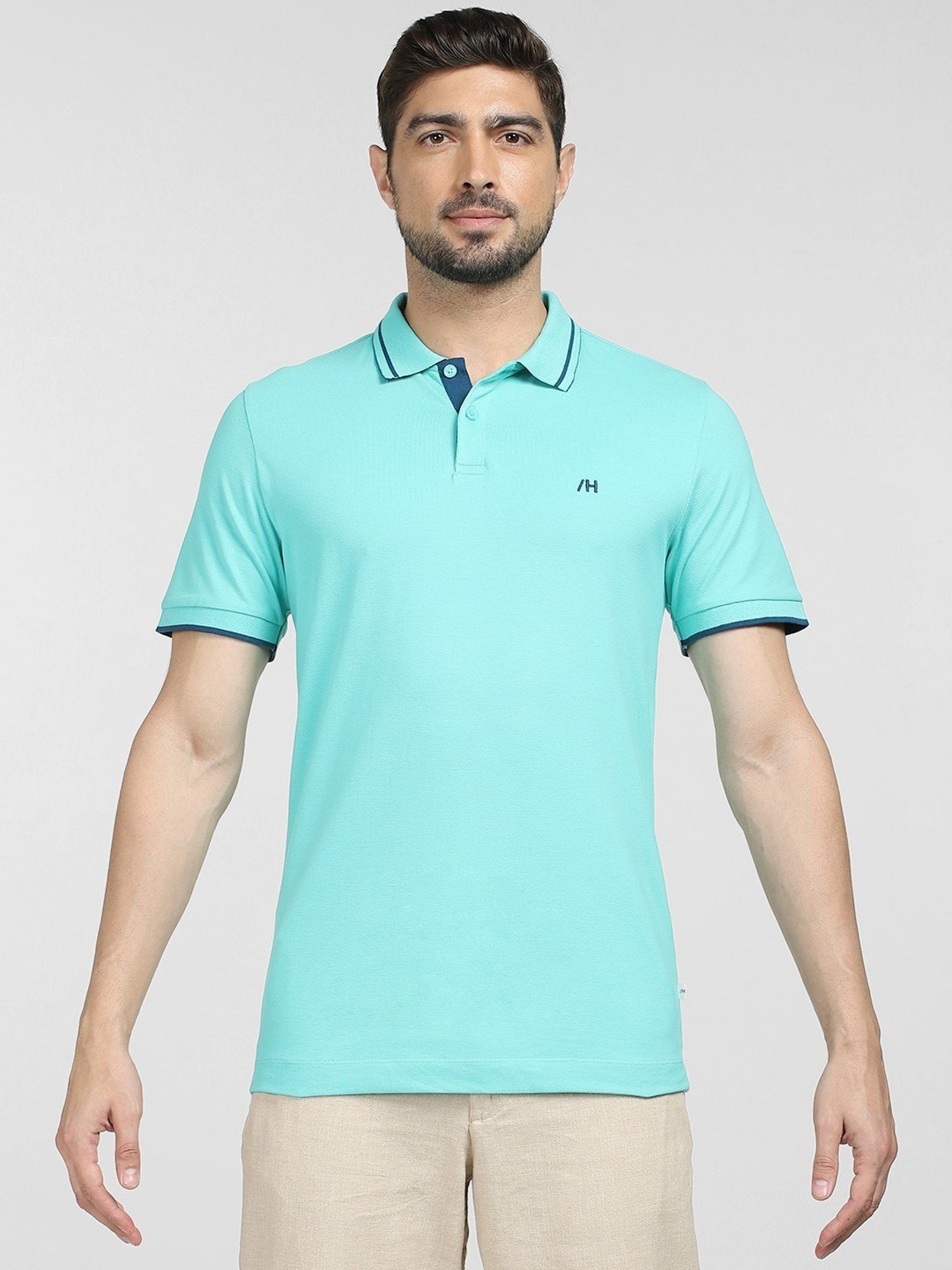 SELECTED HOMME Blue Cotton Slim Fit Polo T-Shirt
