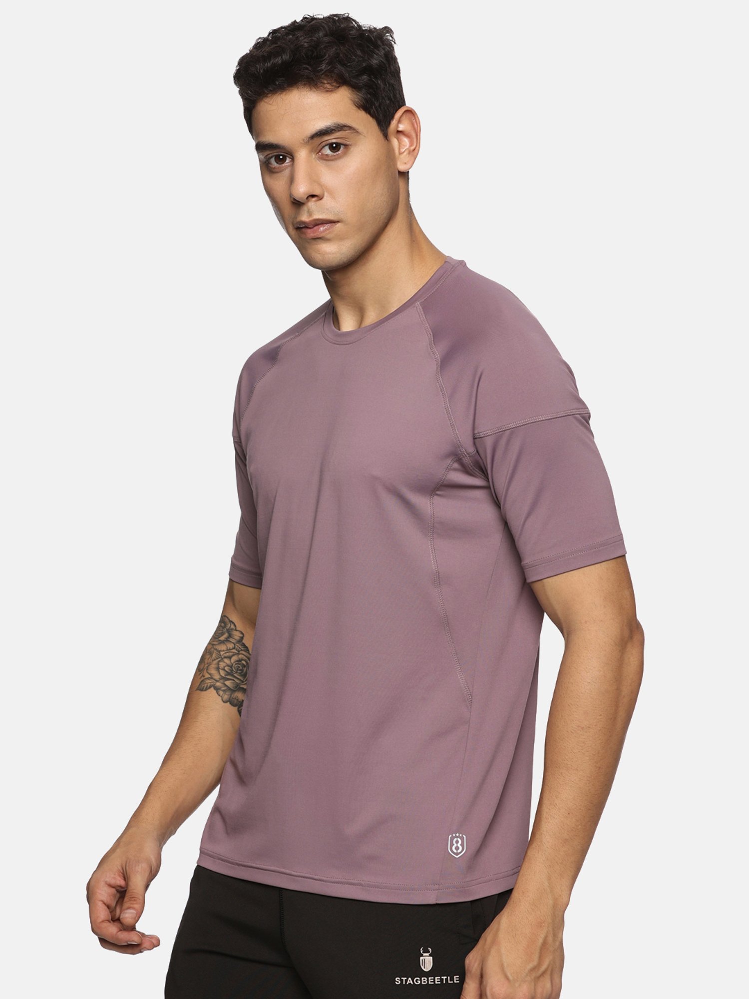 DOMIN8 Men Breathable Quick Dry Regular Fit Sports T-Shirt (Plum)