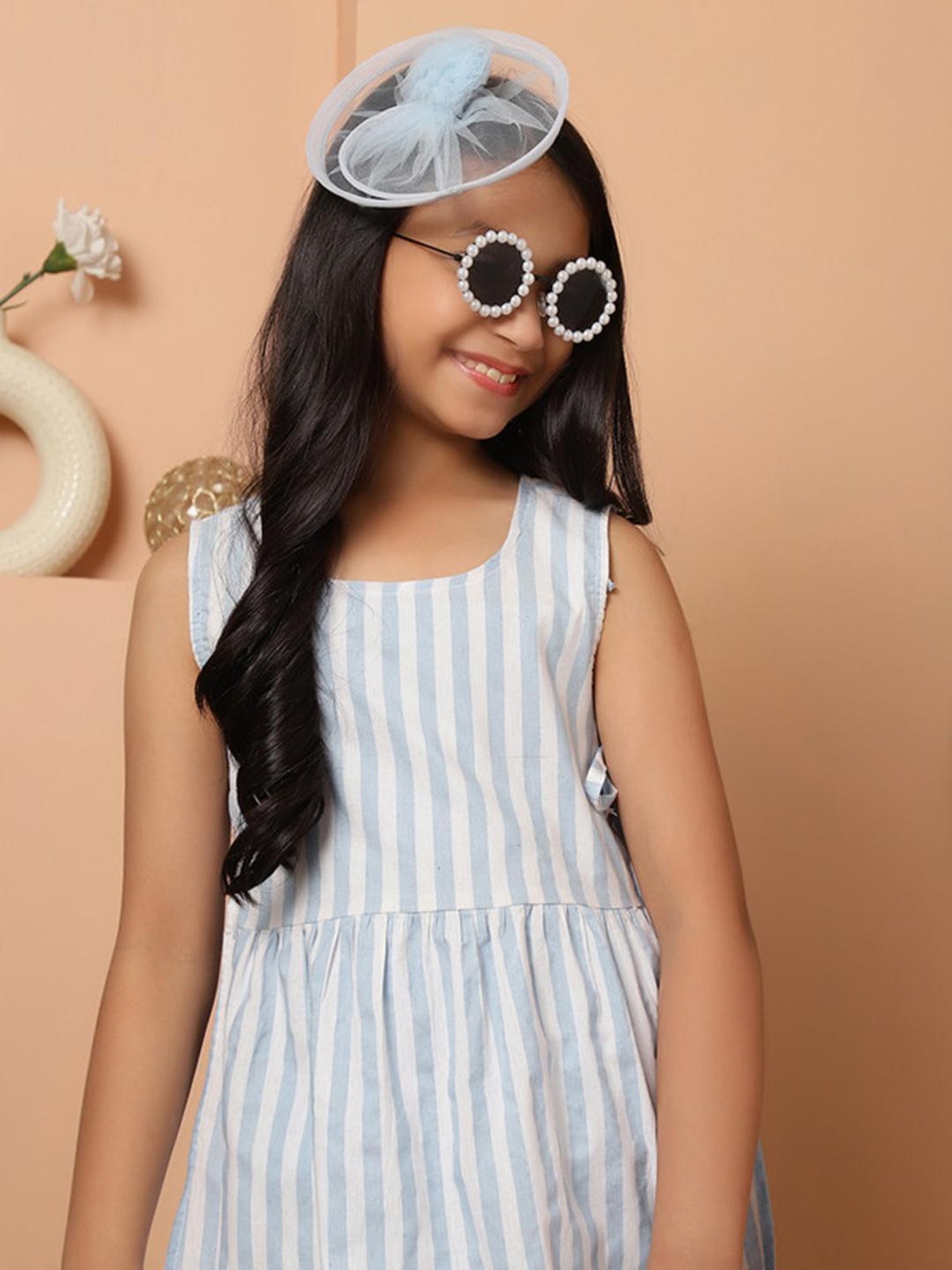 NEUDIS Kids Blue & White Striped Kurta with Trousers
