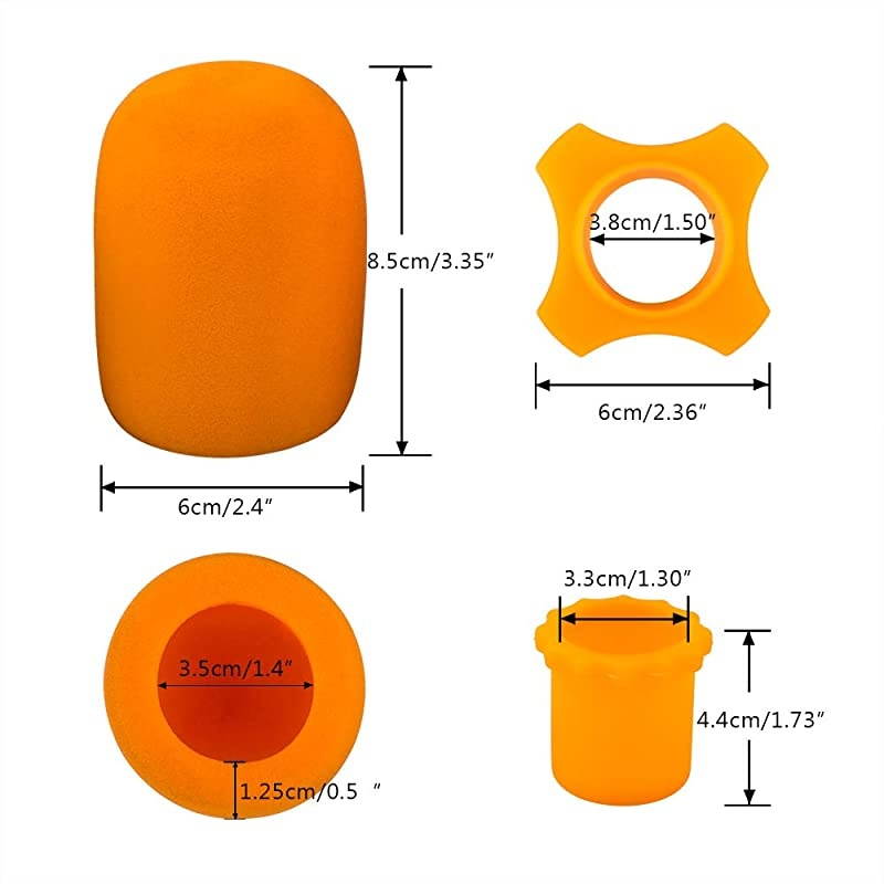 Shakeproof Anti-Rolling Wireless Handheld Microphone Protection Silicone Ring (5 PCS), Bottom Rod Sleeve Holder (5 PCS), Windscreen Foam Cover (5 PCS) for KTV Device, Assorted Colors