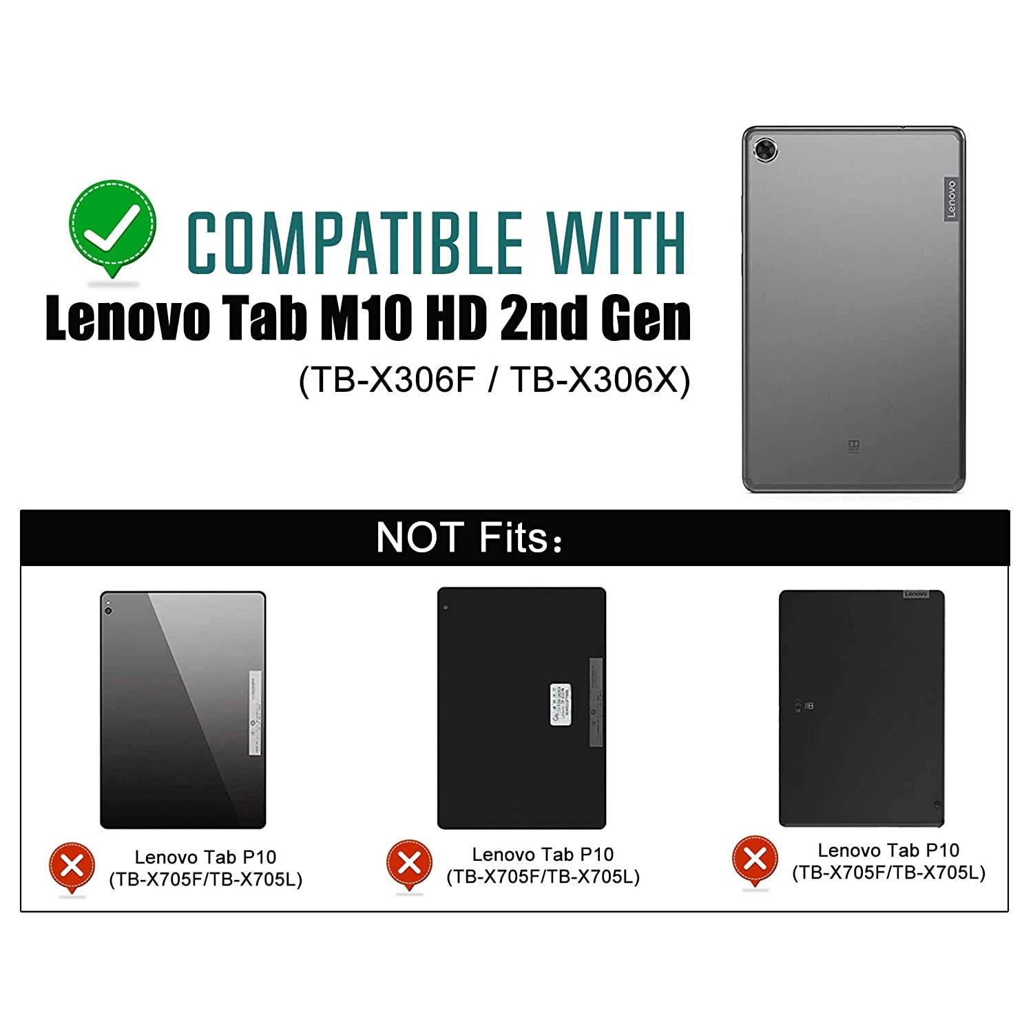 MoKo Case Compatible with Le-novo Tab M10 HD 2nd Gen (TB-X306X) / Smart Tab M10 HD 2nd Gen (TB-X306F) 10.1" Tablet - Slim Folding Stand PU Leahter Smart Cover Case with Auto Wake/Sleep, Black