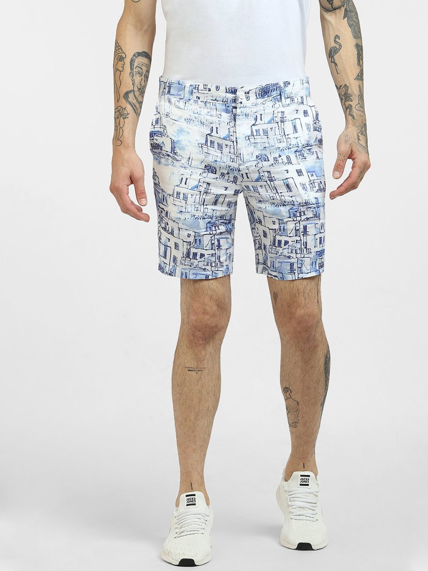 Jack & Jones White Printed Shorts