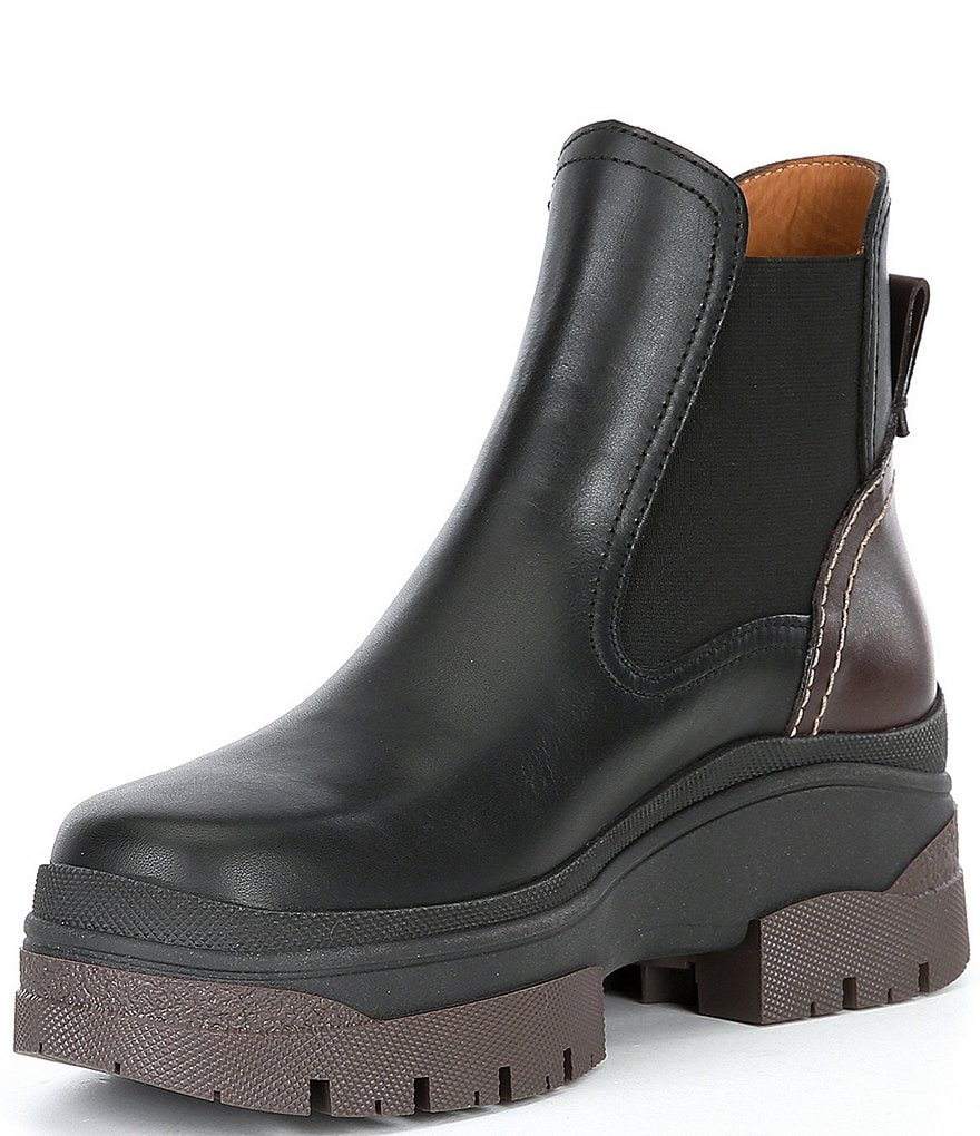 See by Chloe Calf Casside Leather Lug Sole Booties