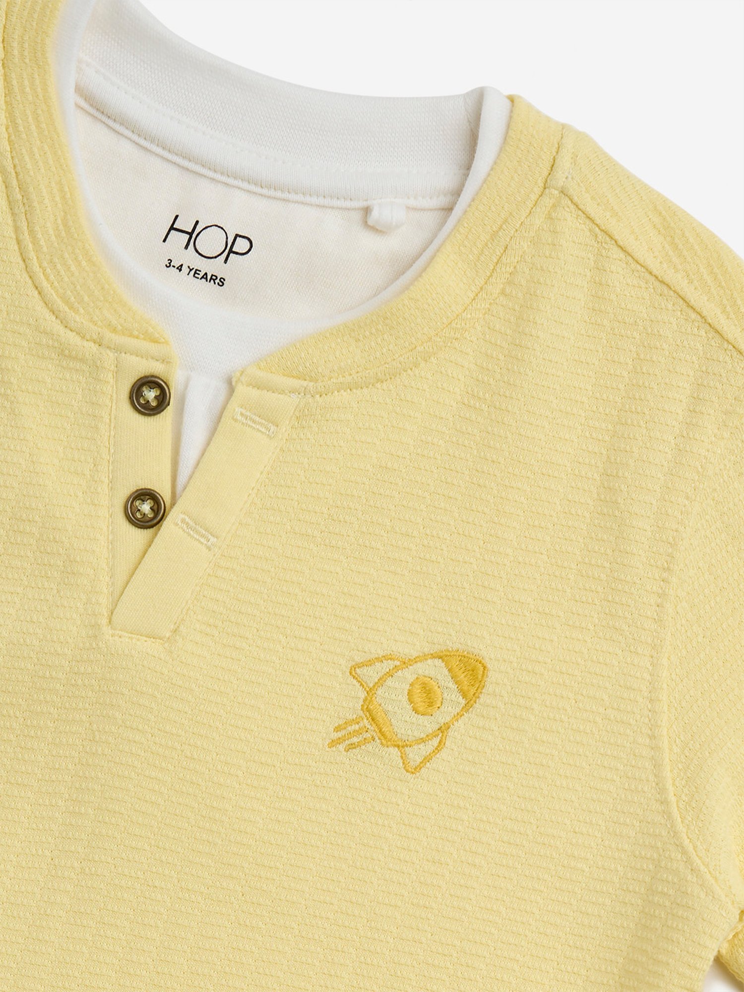 HOP Kids by Westside Yellow Textured Cotton T-Shirt