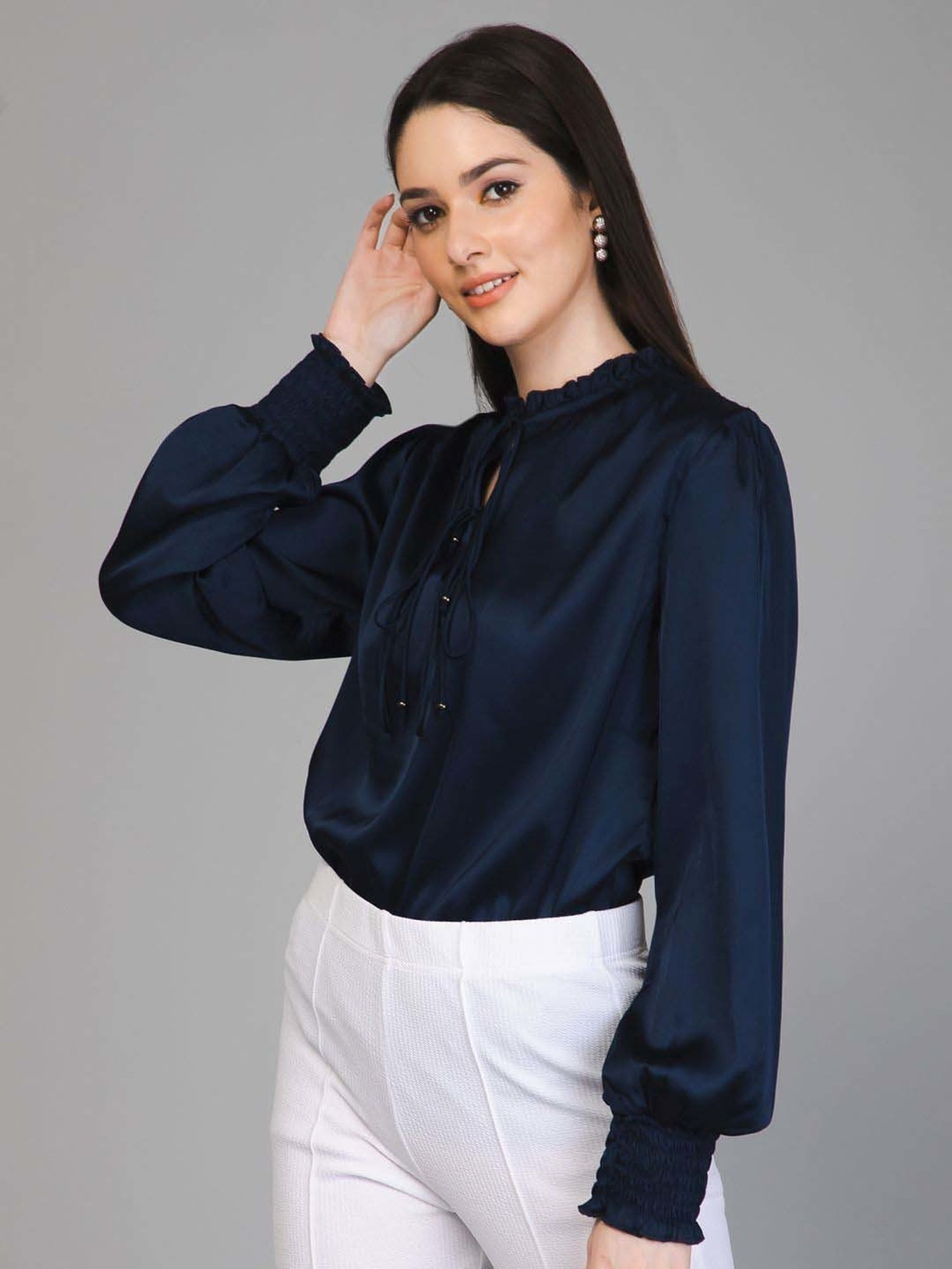 PURYS Navy Regular Fit Top