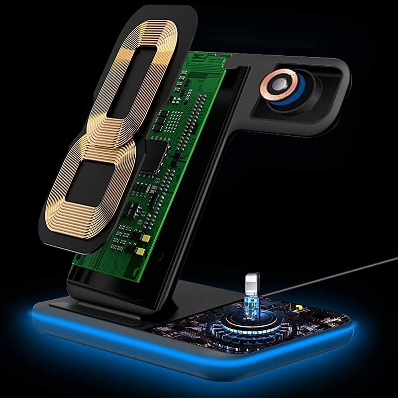 Wireless ChargerWireless Charging Stand for Apple Watch Series 5 4 3 2 1AirpodsQi Fast Wireless Charging Station for iPhone 11Pro11Pro MaxXRGalaxy S10 and All QiEnabled Phones