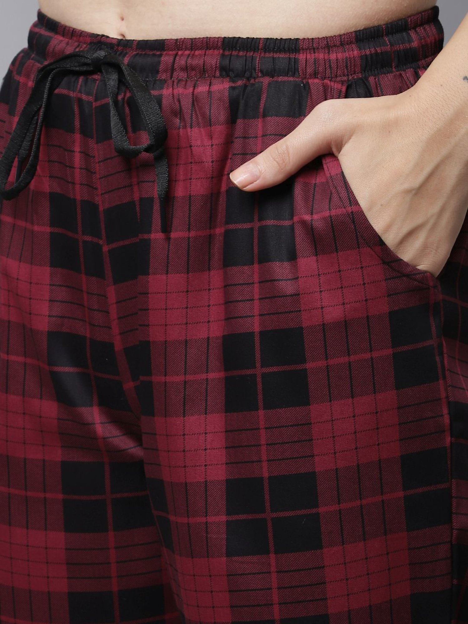 Boston Club Black & Maroon Cotton Printed Top Pyjama Set