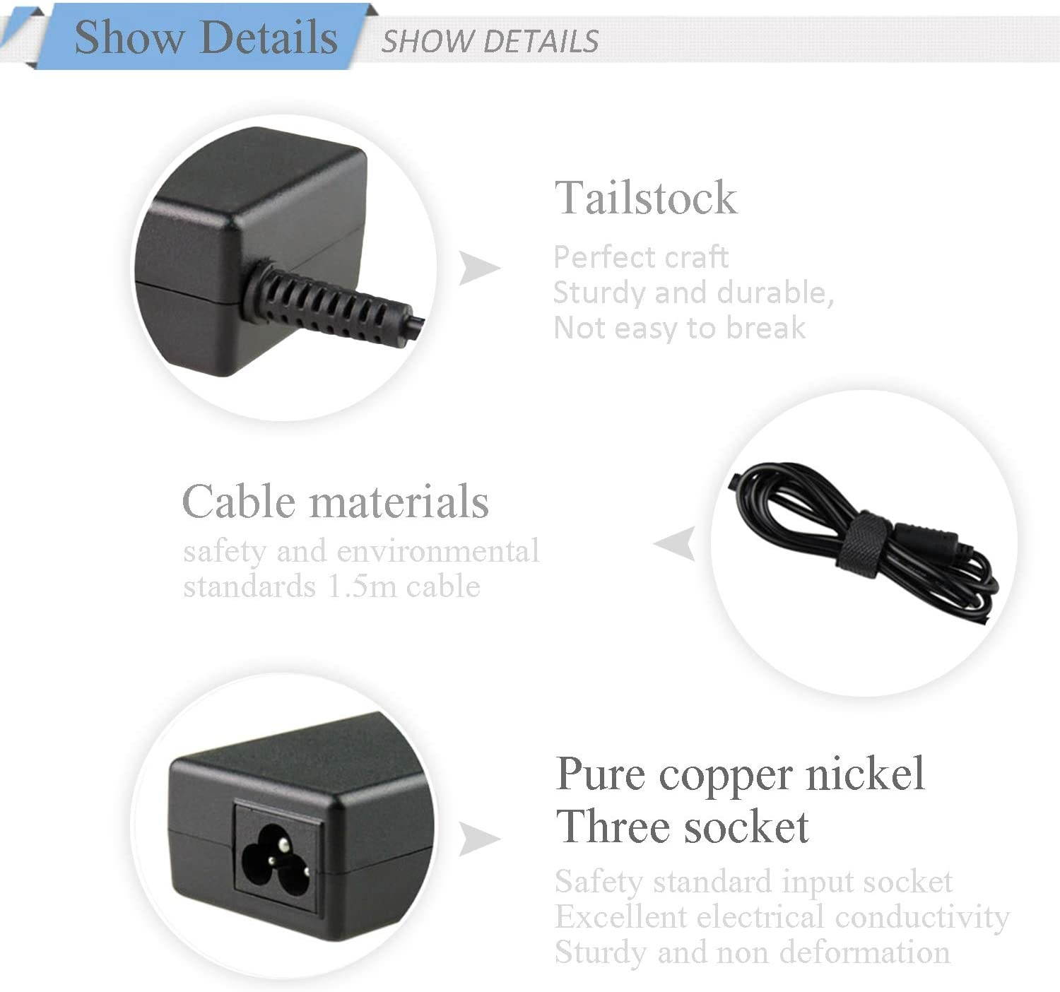 45W 65W USB-C AC Charger Laptop for Lenovo ThinkPad T480 T480s T490 T490s T590 T580Chromebook 100e 300e 500e c330 c340 s330 E480 E580 L380 Yoga910 920 C930 C740 Type-C Power Supply Adapter Cord