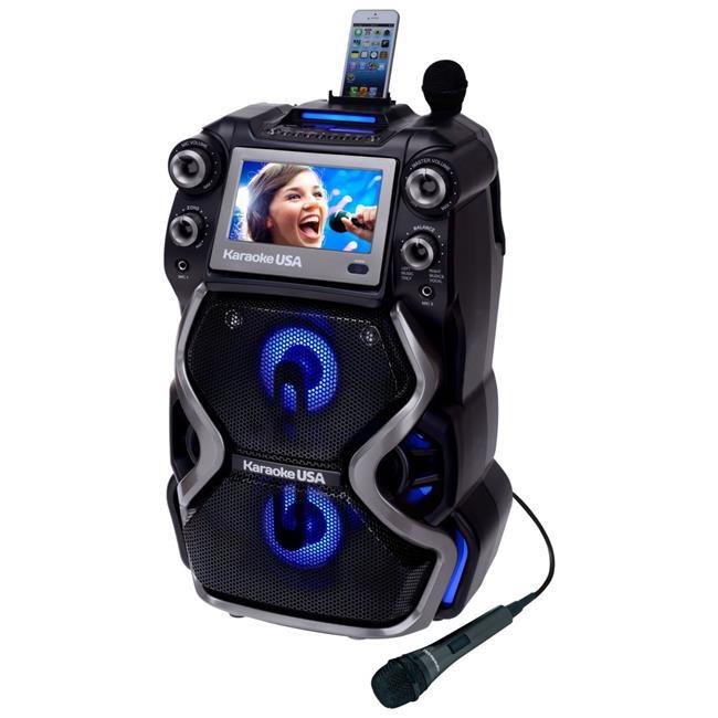 Karaoke USA GF920 Portable Professional CDG & MP3G Karaoke Player, 7 in. Color TFT Display, Record Function, Rechargable Lithium Battery & PA System