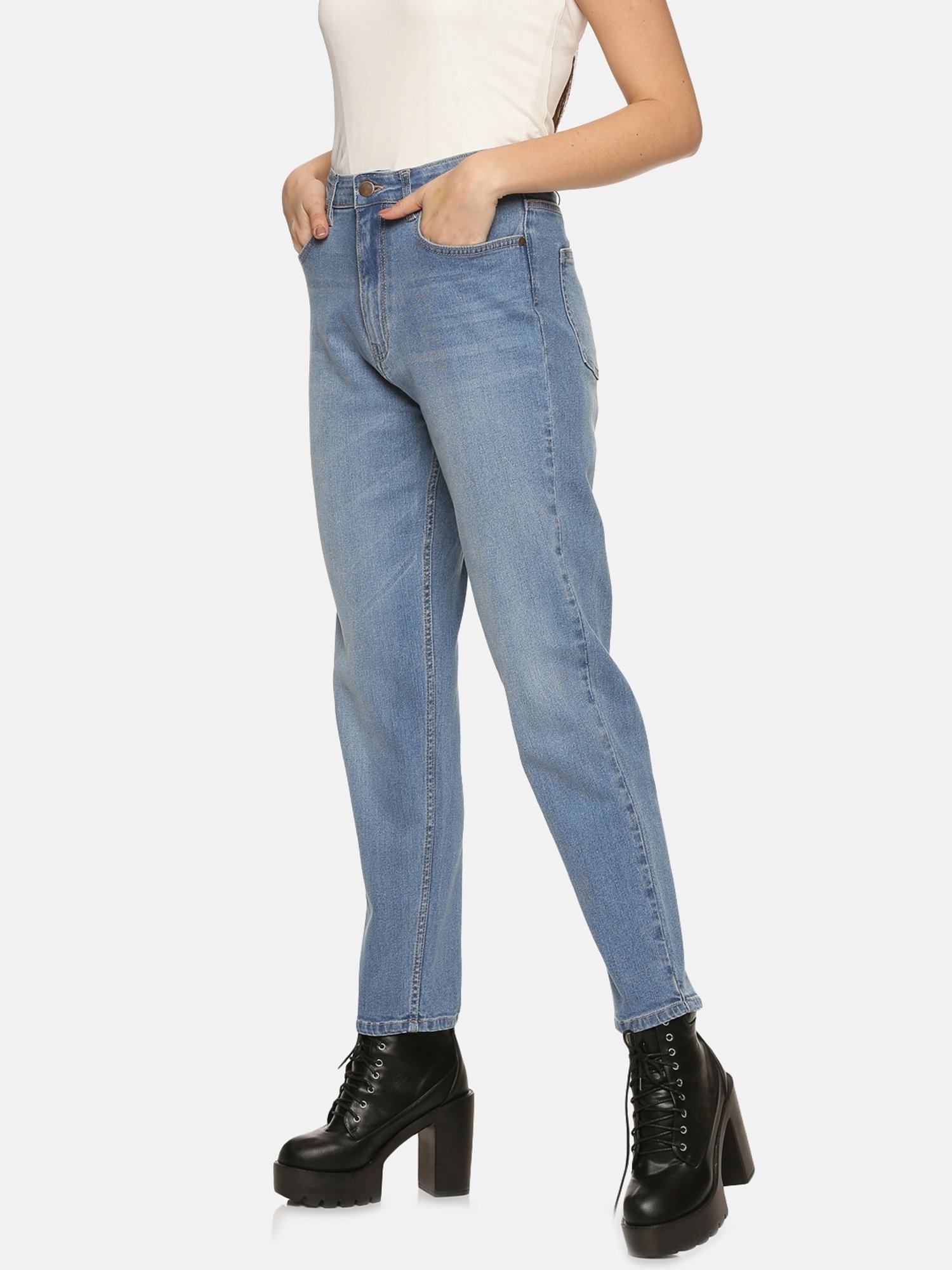 ISU Blue Cotton High Rise Jeans