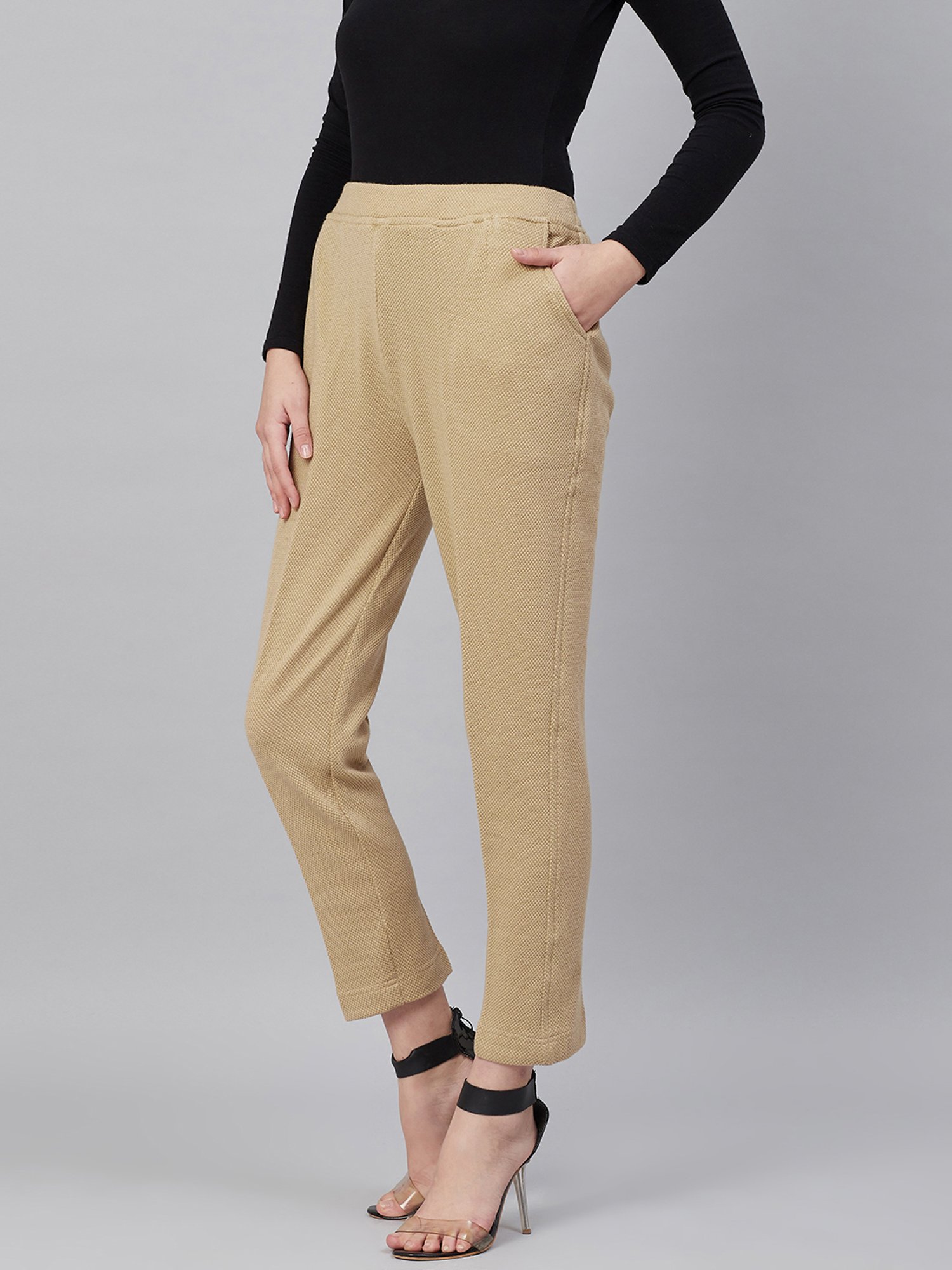 Cayman Beige Mid Rise Pants