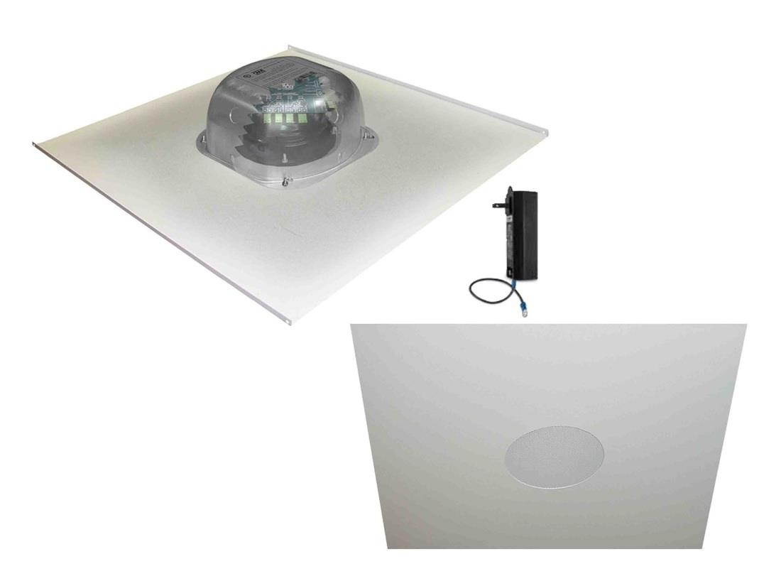OWI 2X2AMP-HD2S64 6 inch Three Source/Integratable Amplified/2X2 Metal Tile/In Ceiling Speaker with 3x 2X2IC6NA Speakers