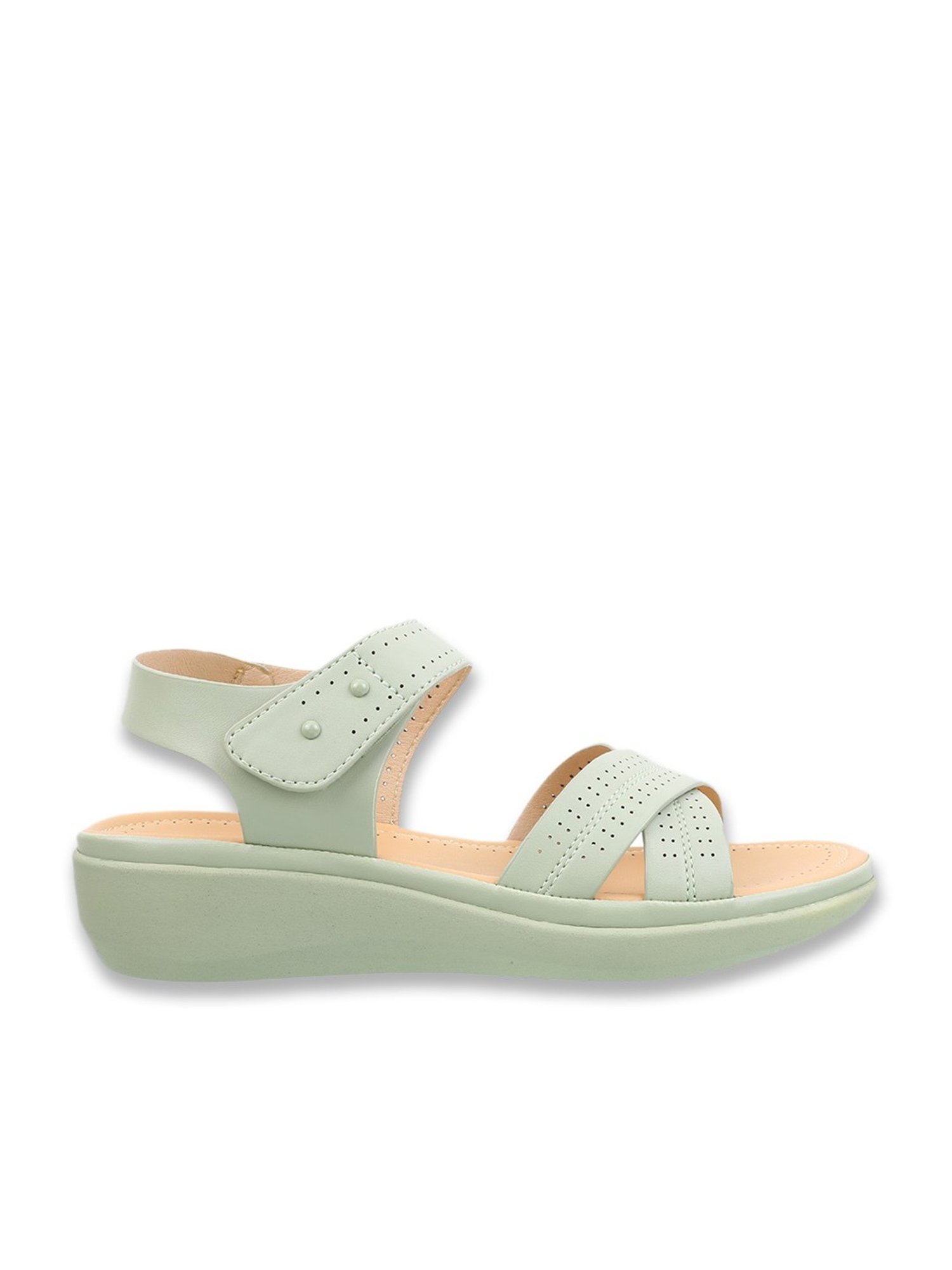 Metro Women's Green Ankle Strap Wedges