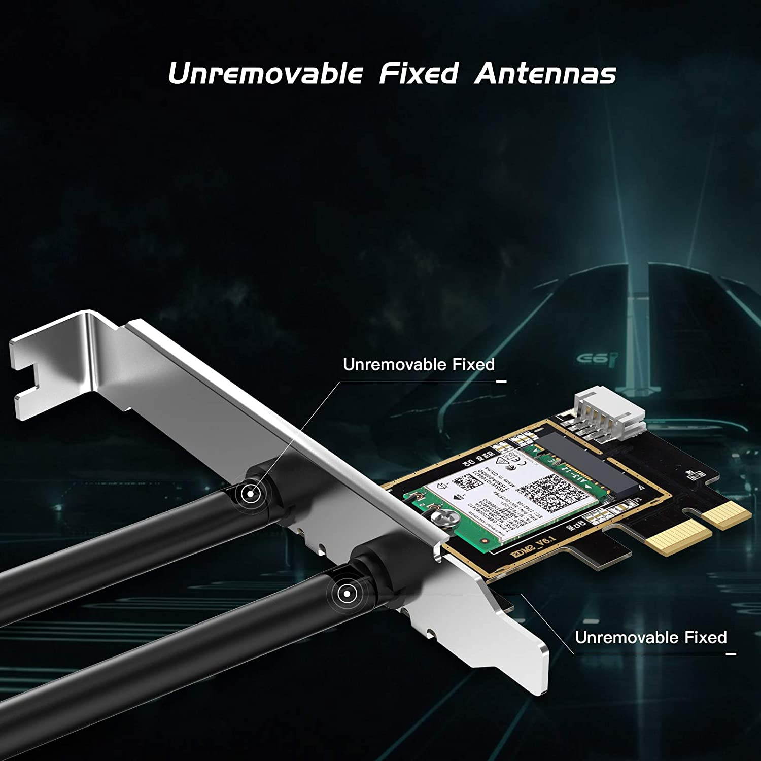 AX 3000Mbps WiFi 6 PCIE WiFi Card with Bluetooth 5.1 for PC AX200 PCI Express WiFi Bluetooth Adapter Dual Antenna Wireless MU-MIMO OFDMA for Desktop Computer (Suport Windows 10 64bit only)