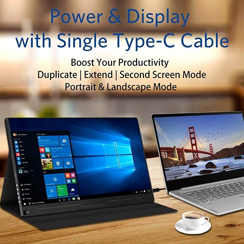 Monitor - 12.5 Inch 1080P FHD IPS HDR FreeSync USB-C Monitor with Dual Type-C Mini HDMI Speakers for Xbox PS4 Switch Laptop PC Phone Mac Surface Nintendo, with Smart Case VESA Mount