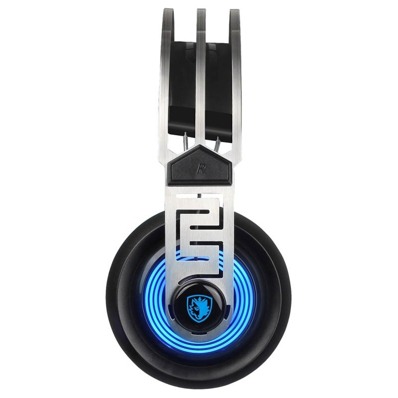 SADES A7 Gaming Headset Wired Headphone with with microphone+Wire Control + Light for PC, Laptop , (Black+Blue)