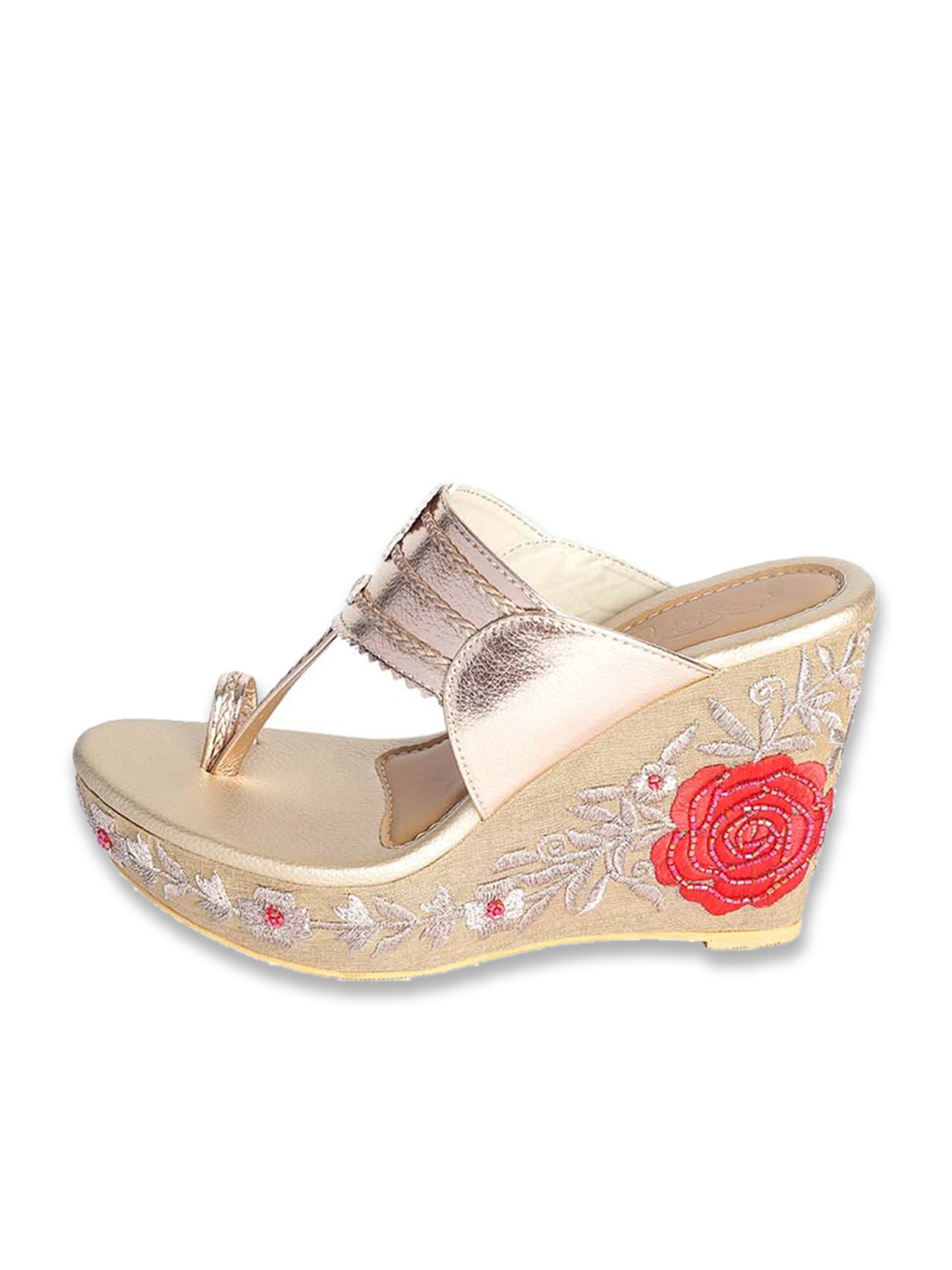 Sole House Women's Gold Toe Ring Wedges