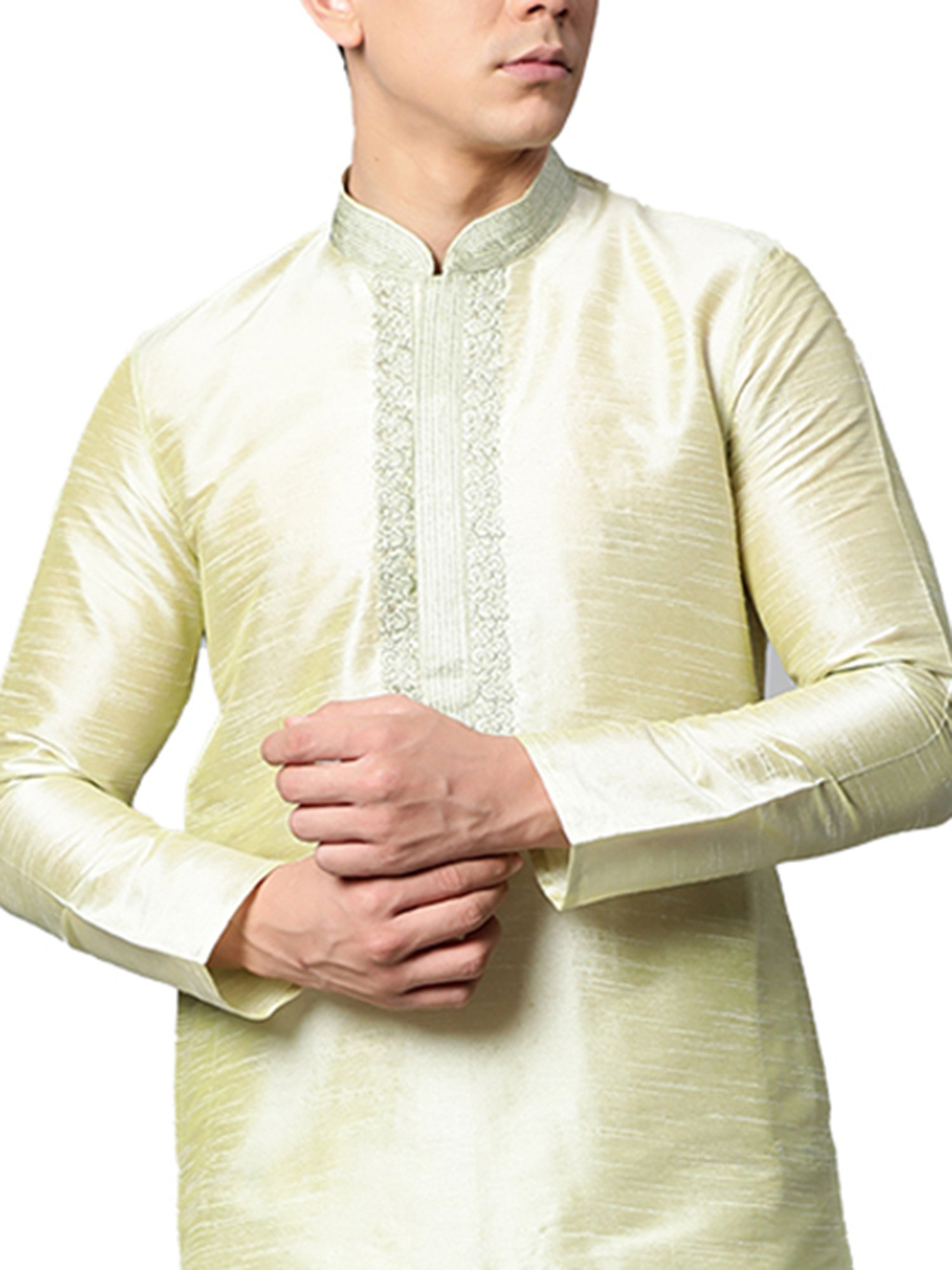 Manthan Light Green Mandarin Collar Kurta