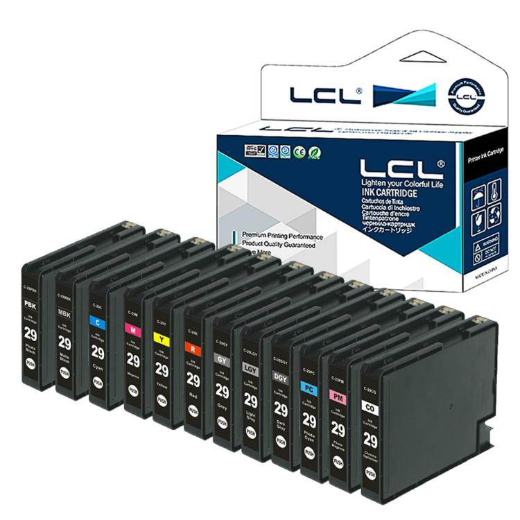LCL Compatible Canon PGI-29 (12Pack PBK MBK CMY R GY LGY DGY PC PM CO) Ink Cartridge for Canon PIXMA Pro-1