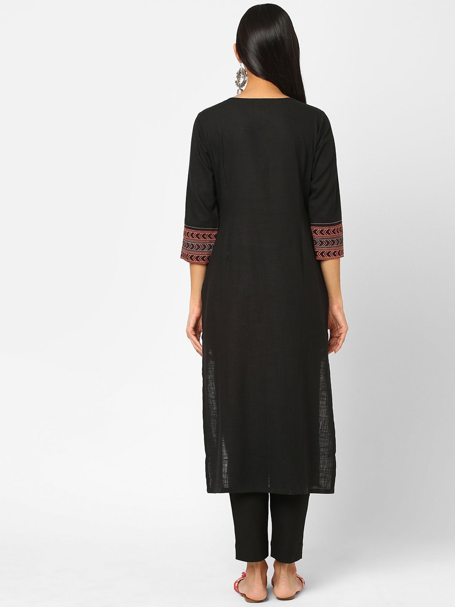 Kami Kubi Black Cotton Straight Kurta
