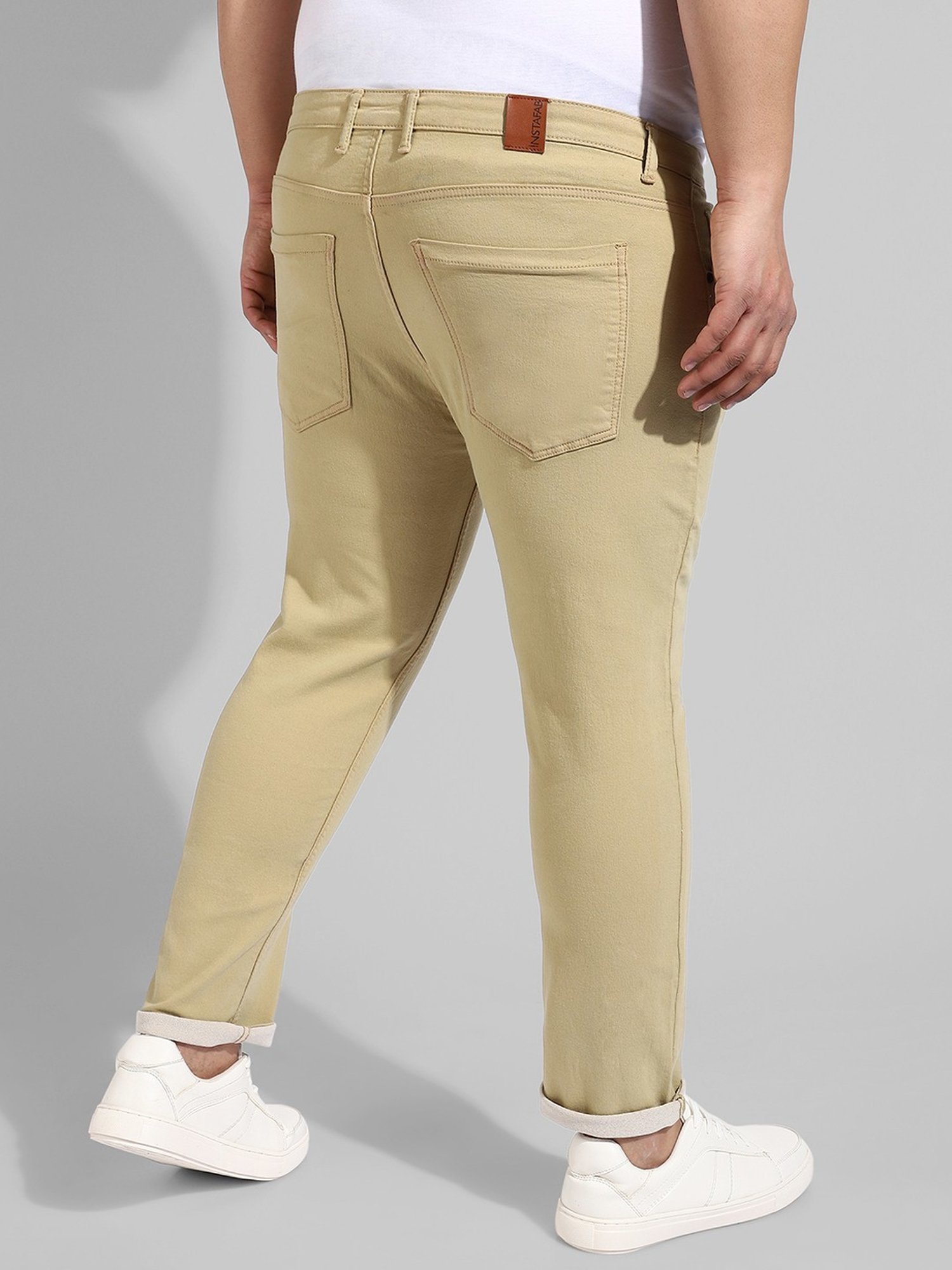 Instafab Plus Beige Regular fit Plus Size Jeans
