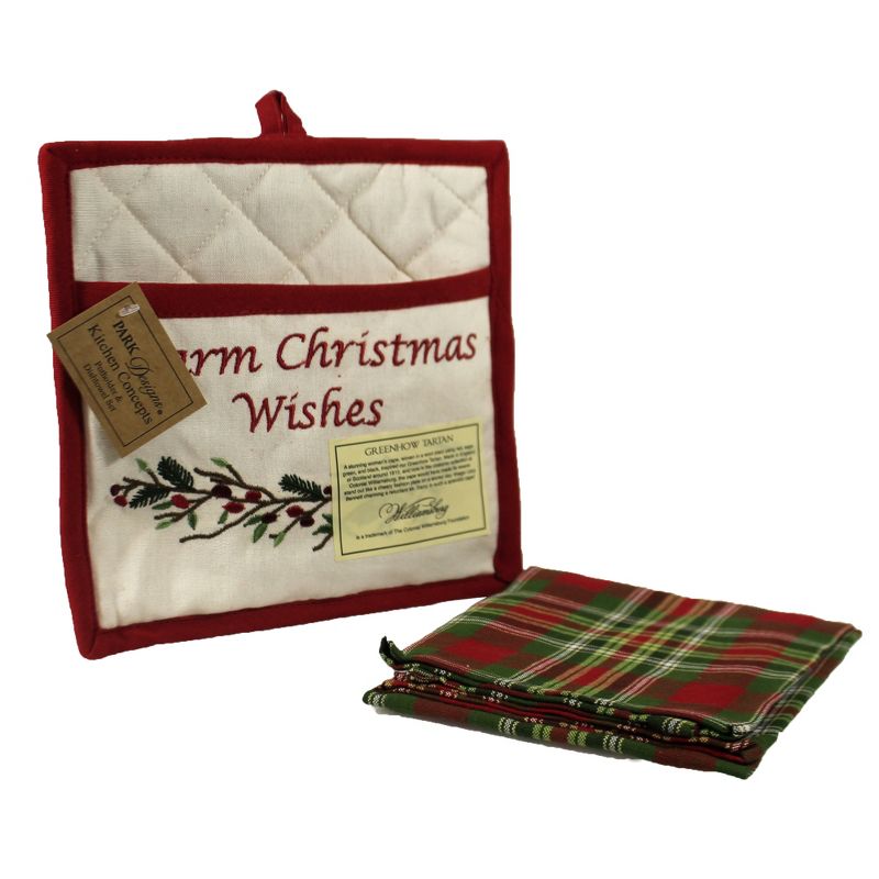 Tabletop 8.75" Greenhow Tartan Potholder Towel Christmas Plaid Park Designs  -  Kitchen Textile Set