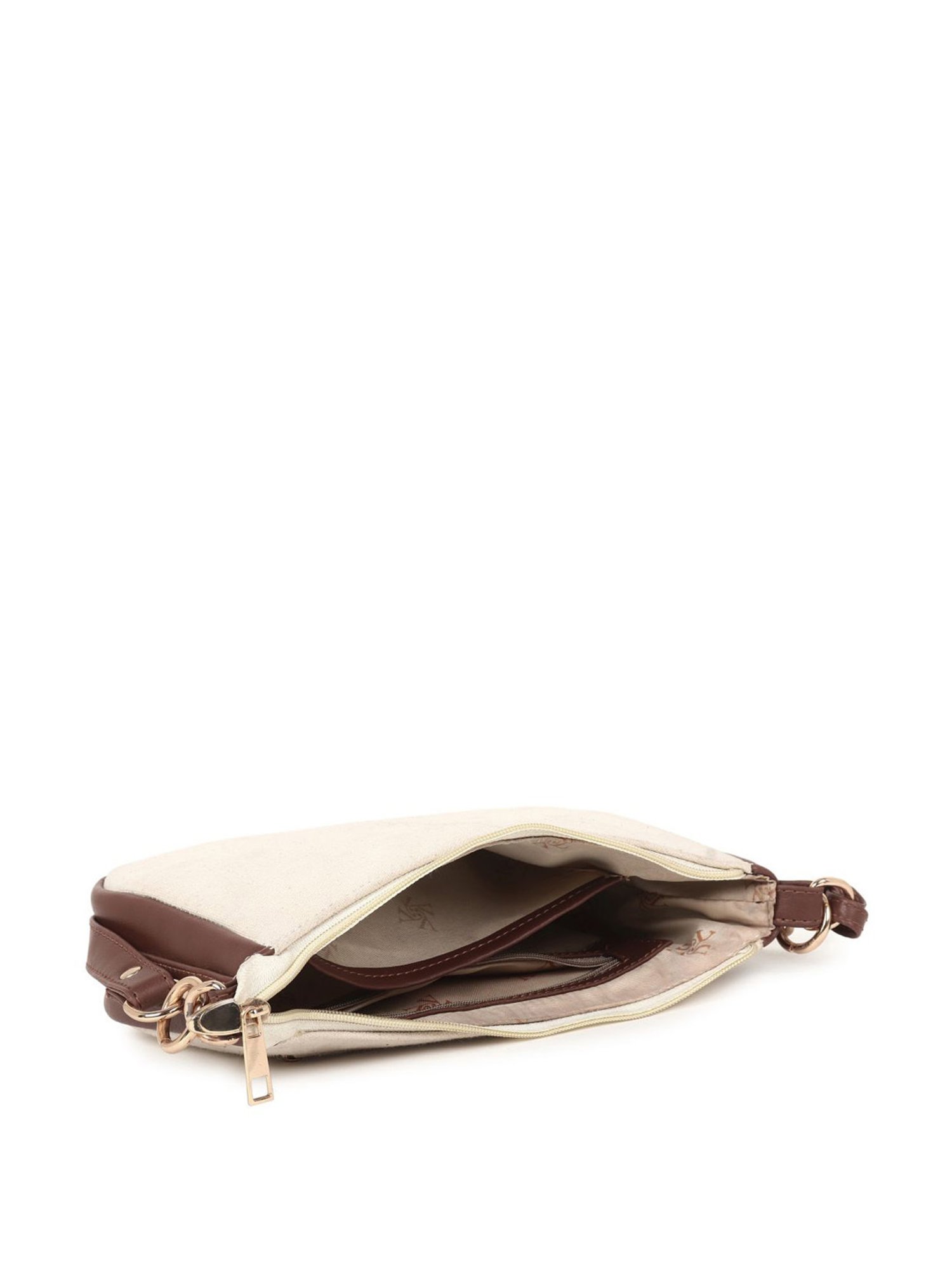 Yelloe Off White Canvas Textured Sling Handbag