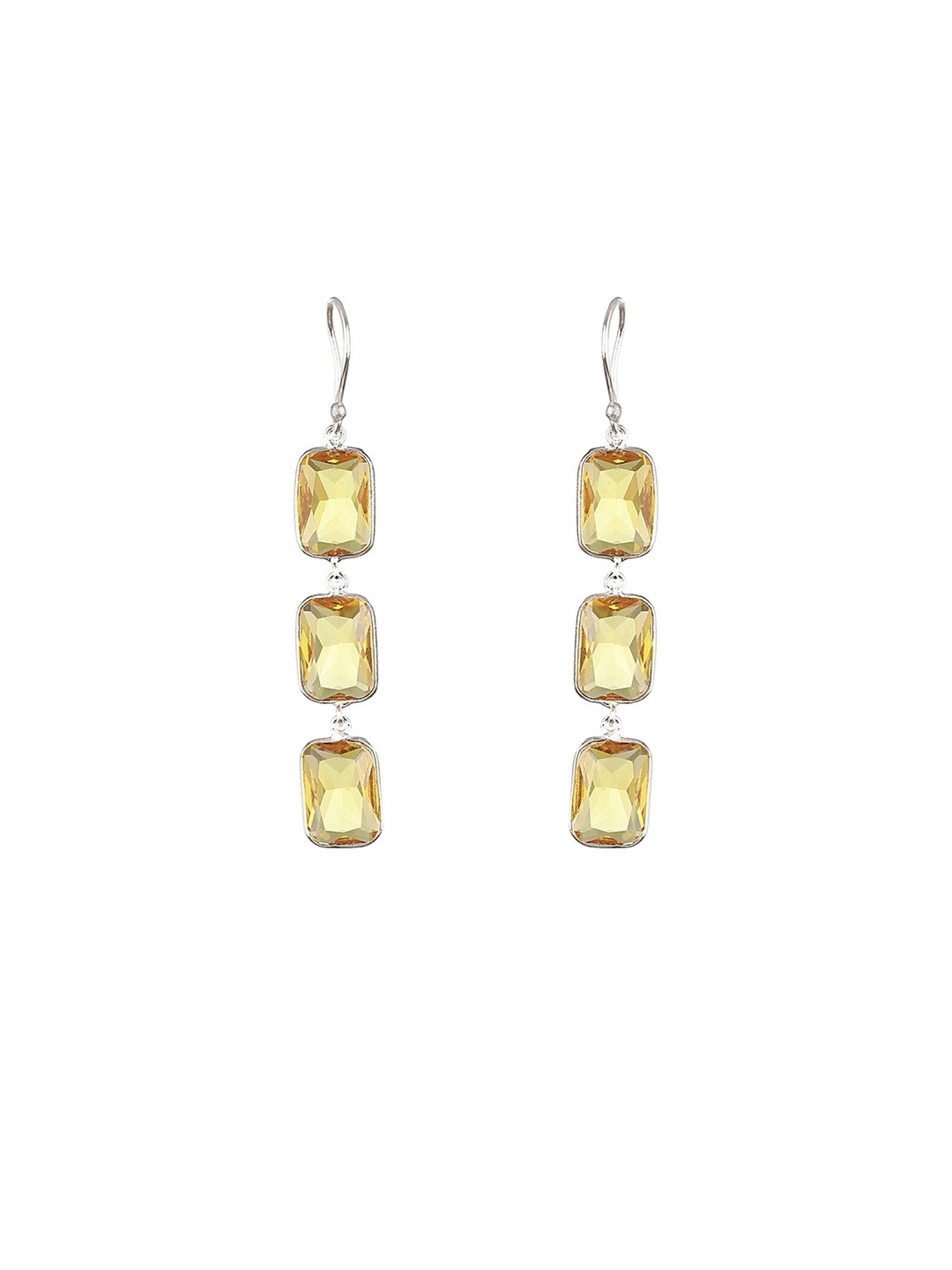 Saraf RS Jewellery Yellow stone studded Drop Earrings