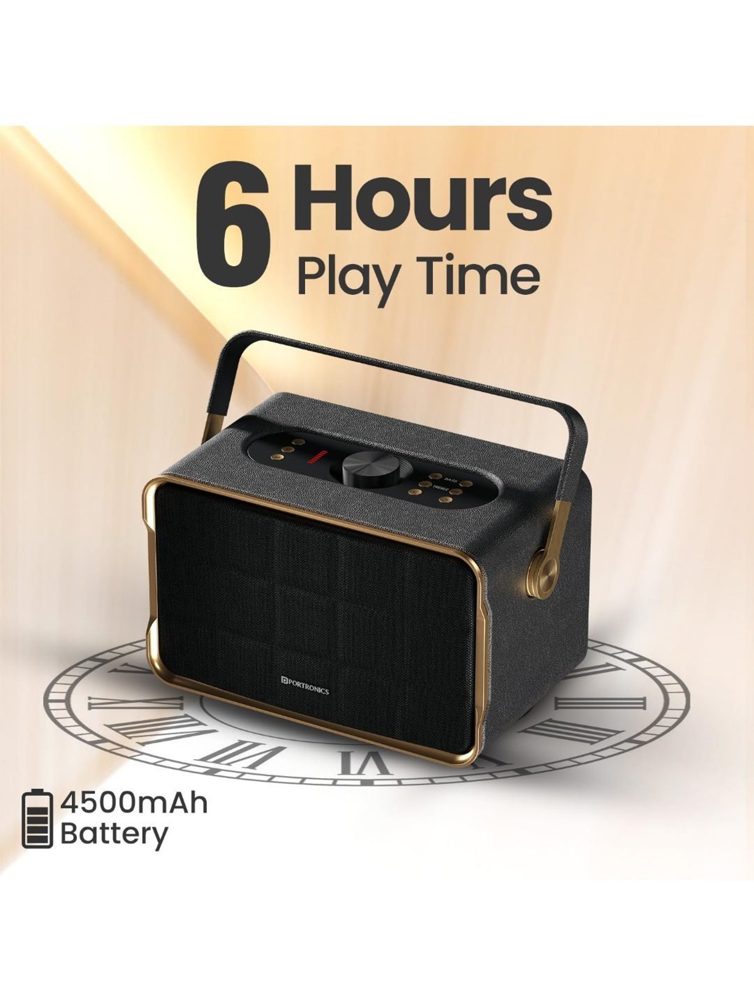 Portronics Harmony 80W Premium Portable HD Sound Speaker with Upto 6 Hours Playtime (Black)