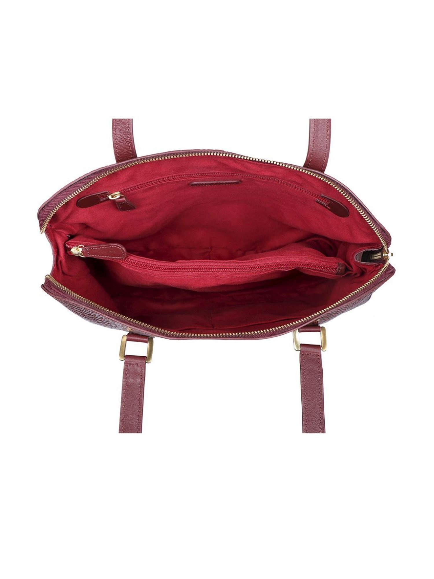 Hidesign Freedom Red Textured Medium Shoulder Handbag With Pouch