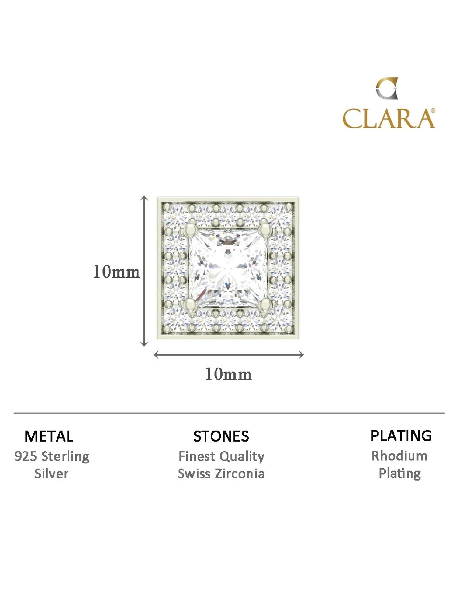 Clara 925 Sterling Silver Designer Solitaire Stud Earring Gift for Men