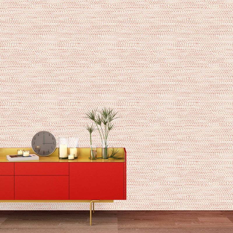 Tempaper Moire Dots Self-Adhesive Removable Wallpaper Coral