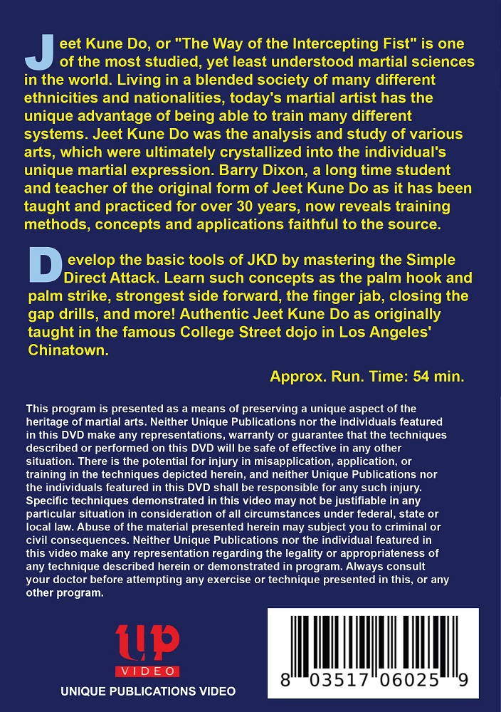 Combat Jeet Kune Do #1 Single Direct Attack DVD Barry Dixon, Bruce Lee Chinatown