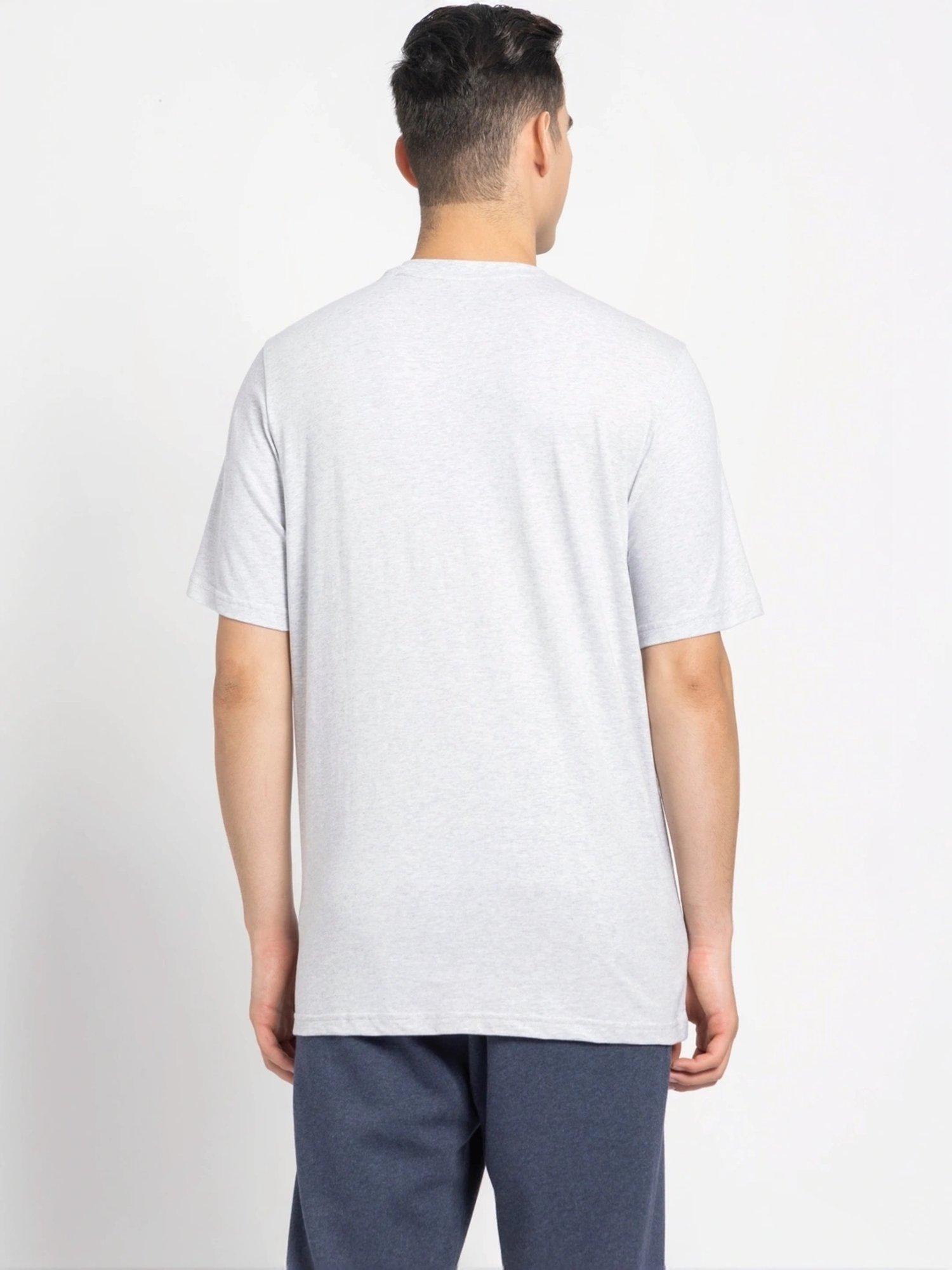 Adidas Grey Cotton Regular Fit Printed T-Shirt