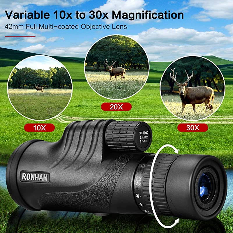 Telescope 1030X42 High Power HD Zoom sBAK4 Prism FMC Optical Lens with Smartphone Adapter Tripod Compact Waterproof for Adults Kids Bird Watching Traveling Wildlife