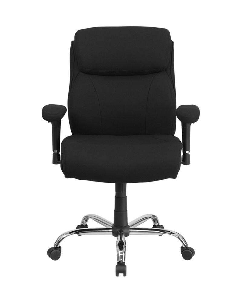 HERCULES Series Big & Tall 400 lb. Rated Black Fabric Ergonomic Task Office Chair with Line Stitching and Adjustable Arms
