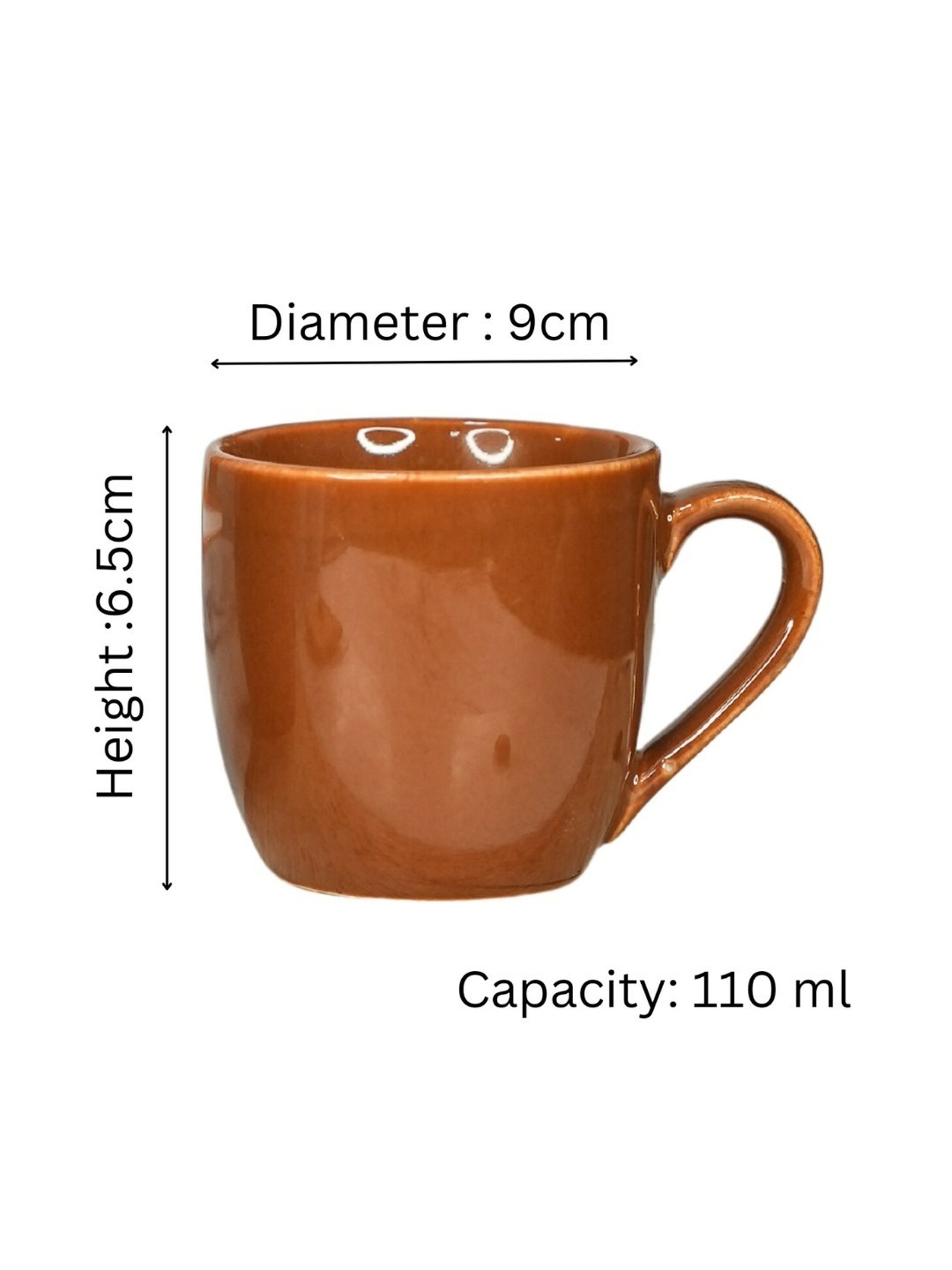 Living Roots Brown Ceramic Mug - Set Of 4 (110 ml)