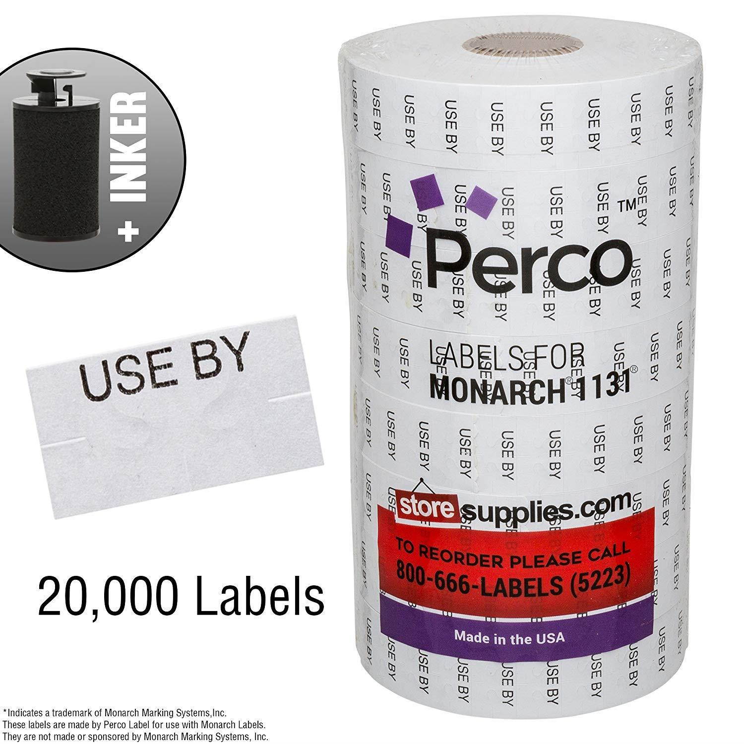 Black Print on White"USE by" Labels for Monarch 1131 Price Gun &ndash; 8 Rolls, 20,000 Marking Labels &ndash; with Bonus Ink Roll